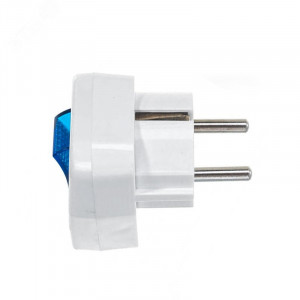 Вилка с выключателем с заземлением белая 16А 250В 0056