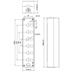 Корпус под кнопочный пост, 6 мест MC06