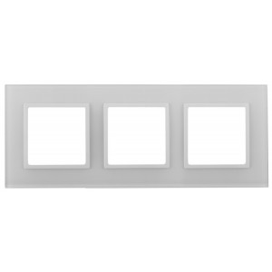 14-5103-01 Рамка на 3 поста, стекло, Elegance, белый+бел (5/25/750) Б0034506