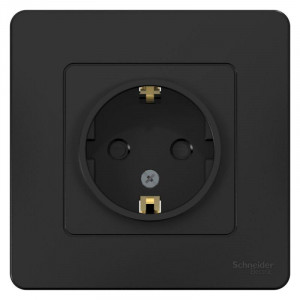 Розетка 1-м СП Blanca 16А IP20 250В с заземл. защ. шторки антрацит SE BLNRS001116