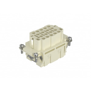 Розеточная контактная вставка HEE-018-FC, Розеточная контактная вставка, обжимная фиксация, 18 полюсов + PE, типоразмер 10B, 500V, 16A, (обжимные контакты поставляются отдельно)