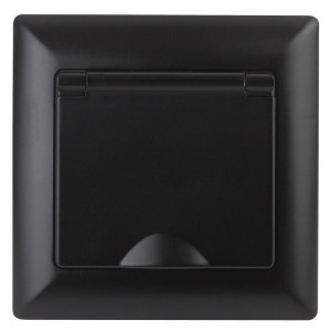 4-203-05 Розетка 2P+E Schuko с крышкой, 16А-250В, СУ, Solo, антрацит (10/100/2500) Б0043323