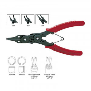 8PK-249, Съемник для внешних и внутренних стопорных колец, три съемных наконечника 180°/90°/45° в комплекте