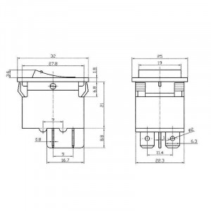 IRS-2-R15 15A красный, Выключатель автомат клавишный RESET-OFF 15А 220В с подсветкой