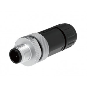 Вилочный разъем на кабель M12A04Z-MASSTUB, Вилочный разъем на кабель, 4 полюса, M12, прямой, вывод под пайку, A-Code, диаметр кабеля: 6,0-8,0 мм, 4А, 250V, корпус из пластика, резьбовое соединение: цинк, неэкранированный