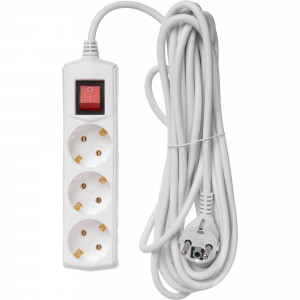 Удлинитель 3х5м с заземл. 16А IP20 У03К 2P+PE 250В ПВС 3х1 с выкл. WYP10-16-03-05-ZK-N