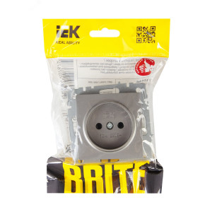 Розетка 1-м СП BRITE РС10-1-0-БрС 10А без заземл. без защ. шторок сталь BR-R10-10-K46