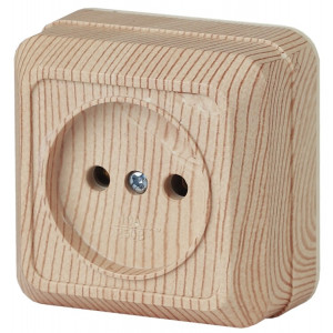 Розетка Quadro 2-201-11 без заземления 2P, 16А-250В, IP20, ОУ, сосна Б0053781