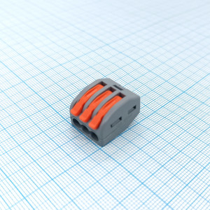 Клемма СМК222-413, Клемма соединительная с рычагом 3х(0.08-2.5(4мм²), 220В, 32А