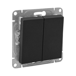 Механизм выключателя, двухклавишный, кнопочный, ч-рный Эпика EKF UP1-SWB-23