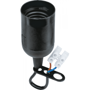 Патрон электрический 71 288 NLH-P-F-BL-E27-TB пластик. подвесной с клеммной колодкой на проводе черн. 71288