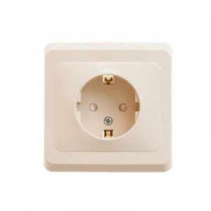 Розетка 1-м СП Этюд 16А IP20 250В с заземл. защ. шторки крем. SE PC16-004K