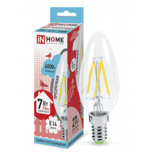 Лампа светодиодная LED-СВЕЧА-deco 7Вт 230В Е14 4000К 630Лм прозрачная 4690612007618