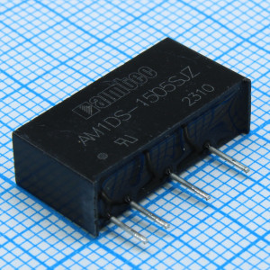 AM1DS-1505SJZ, DC/DC, 1Вт, вход 13.5…16.5В, выход 5В/0.02…0.2А, изоляция 1500В DC, КПД 80%, максимальная емкостная нагрузка не более 2400мкФ, SIP7, 19.65x6x10.16мм, -40…105°C, пластик