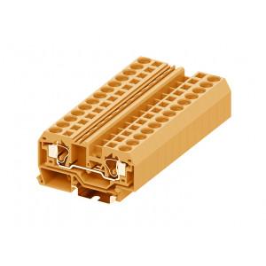 Проходная клемма 210922, Проходная клемма, тип фиксации провода: пружинный, номинальное сечение: 10 мм кв., 57A, 800V, ширина: 10 мм, цвет: оранжевый, тип монтажа: DIN35