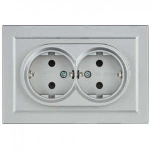Розетка 2-м СП BRITE РСш12-3-БрА 16А в сборе с заземл. защ. шторки алюм. BR-R24-16-K47-F