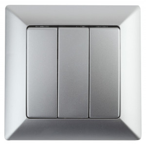 4-106-03 Выключатель тройной, 10А-250В, СУ, Solo, алюминий (10/200/2400) Б0043300