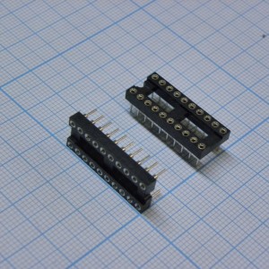 SCSM-20(2.54mm), DIP-панель цанговая под микросхему 20pin, шаг 2.54мм, ширина 7.62мм