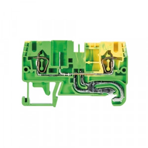 Заземляющая клемма WKFN 2,5 F/P/F-SL, Заземляющая клемма, для подключения разъема, тип фиксации провода: пружинный, номинальное сечение: 2,5 мм кв., 500V, ширина: 5 мм, цвет: желто-зеленый, тип монтажа: DIN35