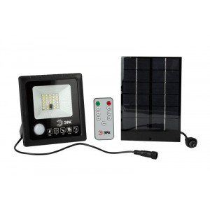 Прожектор светодиодный 20Вт 5000К 350лм IP65 уличный с датчиком движения солнечная батарея ПДУ Б0049545