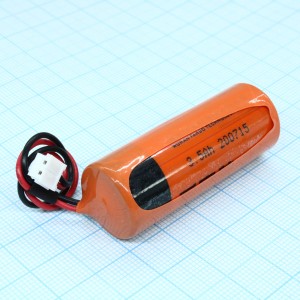 ER18505M-LD/-EHR-02, Li, SOCl2 батарея типоразмера A, 3.6В, 3.5Ач, разъем с проводами приварены к выводам, -55...85 °C