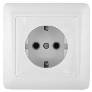 ПРИМА С/У РОЗЕТКА с заземлением со шторками 16А 250В СЛ.КОСТЬ, RS16-004-SI