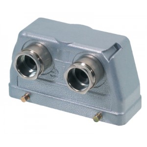 Крышка разъема 70.351.2435.0, Крышка разъема на кабель, типоразмер 24B, без уплотнителя, 2 кабельных ввода M25x1,5, IP54, расположен по длинной стороне корпуса, без защелок (упоры для двух защелок), материал корпуса: алюминиевый сплав