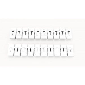 Маркировка (полоска) ZB6-10P-19-65Z(H), Кассета с маркировочными шильдиками, для клемм сечением 4 мм.кв., верхняя, 10 шильдиков, нанесенные символы: T, с вертикальным расположением, размер шильдика: 5,55 х 10,7 мм, цвет: белый