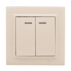 Выключатель 2-кл. СП, Минск, с индикатором 10А, бежевый ERV10-123-20