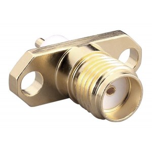 CONSMA018-4-G, РЧ соединители / Коаксиальные соединители SMA, Panel Mount, Female Receptacle, 2-Hole Flange, 4mm Extended Insulation, Gold