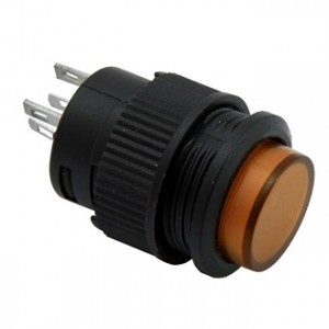R16-503BD-Y NON LOCK, Кнопочный переключатель без фиксации, желтая LED подсветка