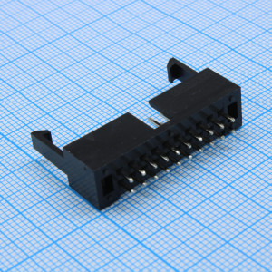 DS1013-01-20SSIB-B, IDC разъем, вилка на плату прямая двухрядная 20pin(2x10)., шаг 2.54мм с фиксатором
