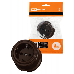 Розетка 2П+З 16А 250В коричневая «Виви» SQ1820-1417