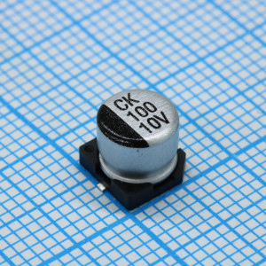 JCK1A101M063054, Конденсатор алюминиевый электролитический 100мкФ 10В ±20% (6.3х5.4мм) SMD 53мА 2000часов 105°С лента на катушке