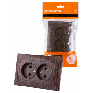 Розетка двойная 2П 10А 250В венге "Лама" SQ1815-0424