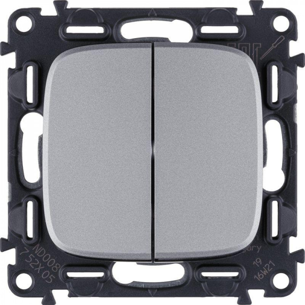 Изображение товара Выключатель 2-кл. СП Valena Allure 10А IP20 220В алюминиевый