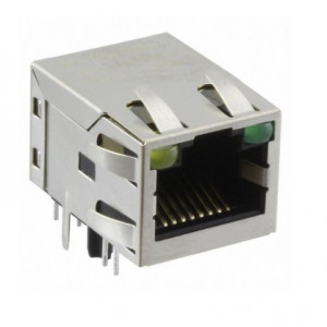 JXD2-0015NL, Modular Connectors / Ethernet Connectors RJ45 1x4 Tab Up 1:1 GreenPHY 1000Base-T