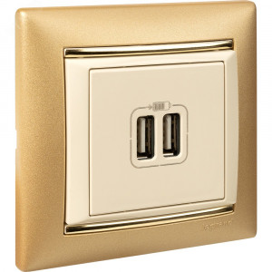 VALENA Розетка двойная USB слоновая кость 774170