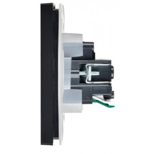 FORTE&PIANO Розетка 1-местная с заземлением с защитными шторками и крышкой безвинтовое крепление 16А IP44 FP119 черный IEK FP-R16-16-1-44-K02