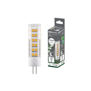 Лампа светодиодная G4-5 Вт-AC/DC 12 В-6500 К, SMD, 16x57 мм SQ0340-0215