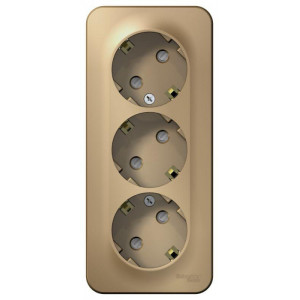 Розетка 3-м ОП Blanca 16А IP20 250В с заземл. защ. шторки с изолир. пластиной титан SE BLNRA011314