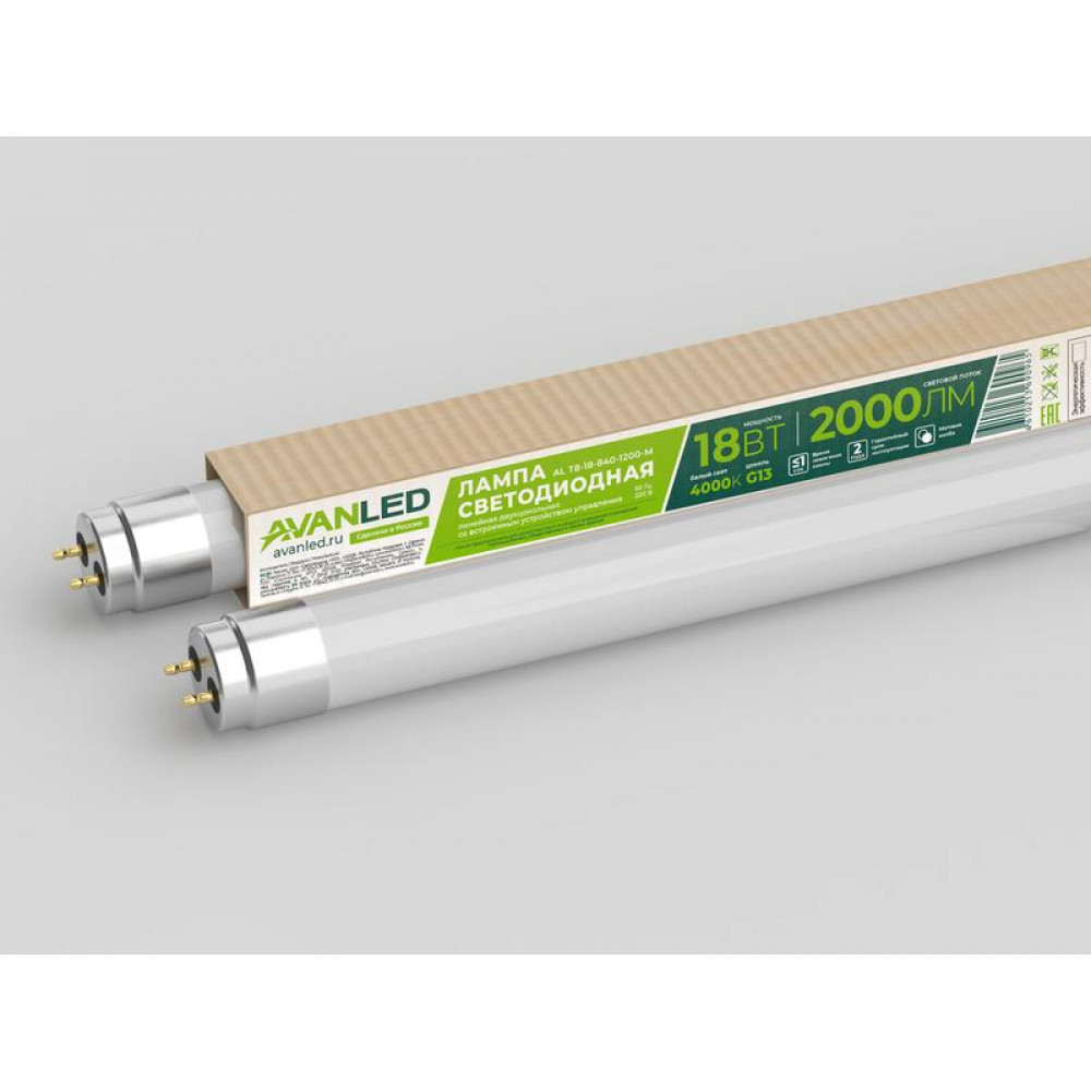 Изображение товара Светодиодная лампа AL T8-18-865-1200-М 18Вт G13 холодный белый 6500К 2000лм Россия