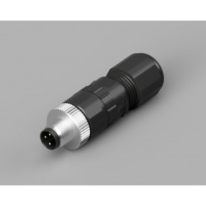PB-M8A-03P-MM-SL7001-00A(H), Вилочный разъем на кабель, 3 полюса, M8, прямой, винтовая фиксация провода, A-Code, диаметр кабеля 4,0-6,0 мм, сечение 0.25-0.34 мм кв., 3А, 60V, пластик