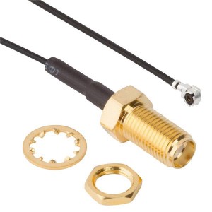336313-12-0100, Соединения РЧ-кабелей SMA BH Jk-AMC Plg 1.13mm cable, 100 mm