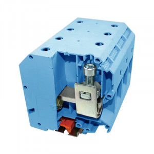 Силовая клемма JUT1-240-BE, Проходная клемма, тип фиксации провода: винтовой, номинальное сечение: 240 мм кв., 415A, 1000V, ширина: 36 мм, цвет: синий, тип монтажа: DIN35