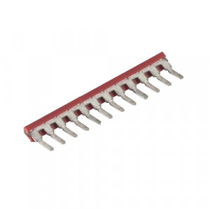 Соединительная перемычка IVB WK 2,5-K- 12 ROT, Соединительный мостик, для установки в зажимную клетку, изолированный, угловой, толщина 0,8 мм, угловой, 12 полюсов, для клемм: WK-2,5, цвет: красный