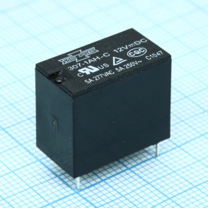 307-1AH-C 12VDC, Реле пайка в плату. Упр.: 12VDC, Потр. мощн.: 0.45W. Комм.:5А 240VAC, конт.: 1 открытый, размер (LxWxH) мм: 18.8 х 10.6 х 15.6