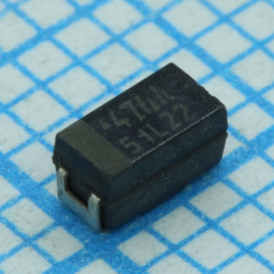 F931A476KAA, ЧИП-конденсатор танталовый 47мкФ 10В типоразмер А ±10% (3.2х1.6х1.6мм) выводы внутрь SMD 3216-18 2Ом 125°С лента на катушке