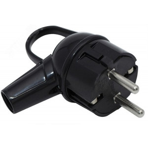Вилка электрическая с заземл. 16А 220В черн. с кольцом 10038