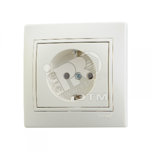 Розетка 1-м СП Mira 16А IP20 с заземл. со вставкой керамика крем. 701-0303-122